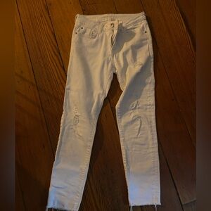 Zara white Distressed denim jeans 2